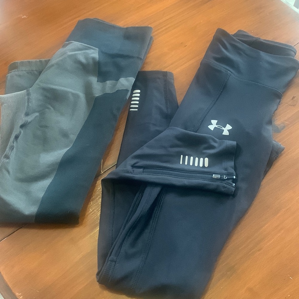 Lot under armour leggings xs. Black full length. Black and gray crop